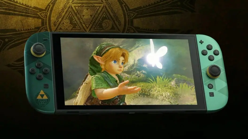 Nintendo revelou a Edicao de Aniversario de 40 anos do Zelda Switch 2, com paleta dourado, verde e preto, e lança em 29…
