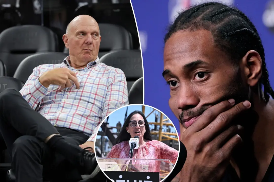 Steve Ballmer, Lawrence Frank e Gillian Zucker foram os três responsáveis pelo esquema da Clippers na NBA, com Ballmer …