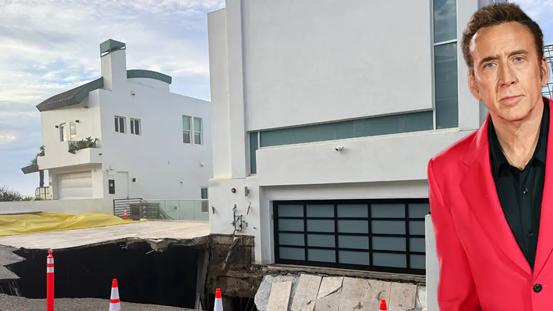 O terreno perto da casa de Nicolas Cage em Malibu teve um buraco enorme abrindo na rua e no acesso. Isso mostra o quant…