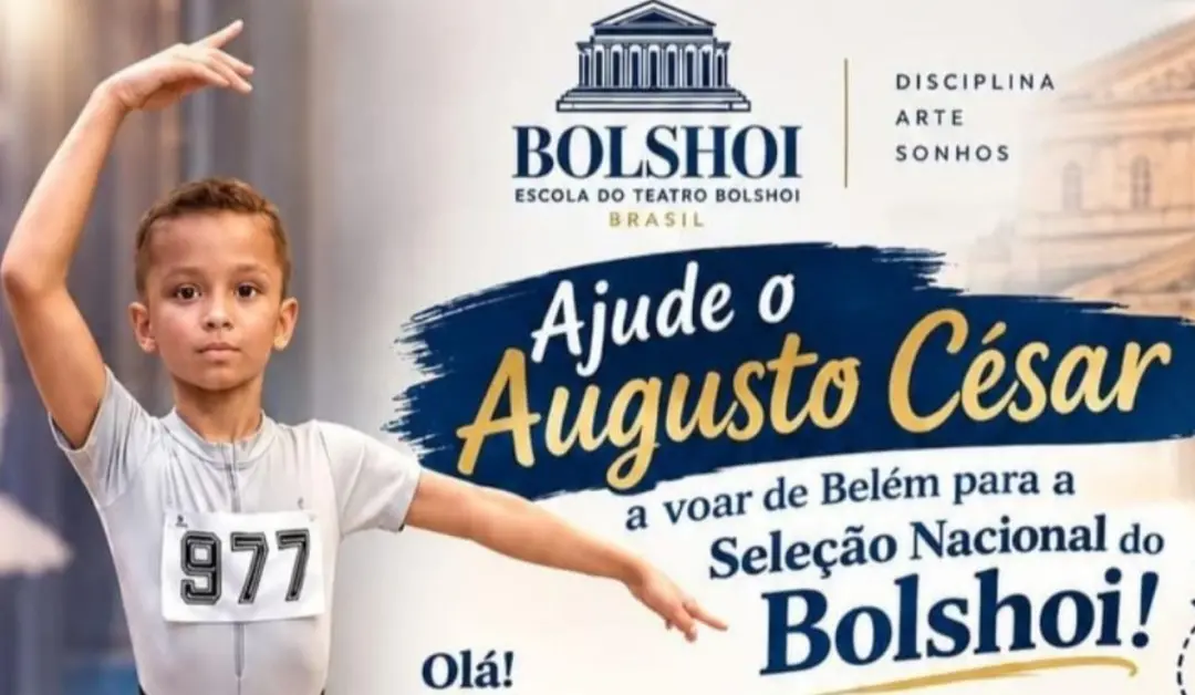 Augusto César, um garoto de 8 anos de Pará, avançou na seleção da Escola do Teatro Bolshoi e vai para a final em Joinvi…