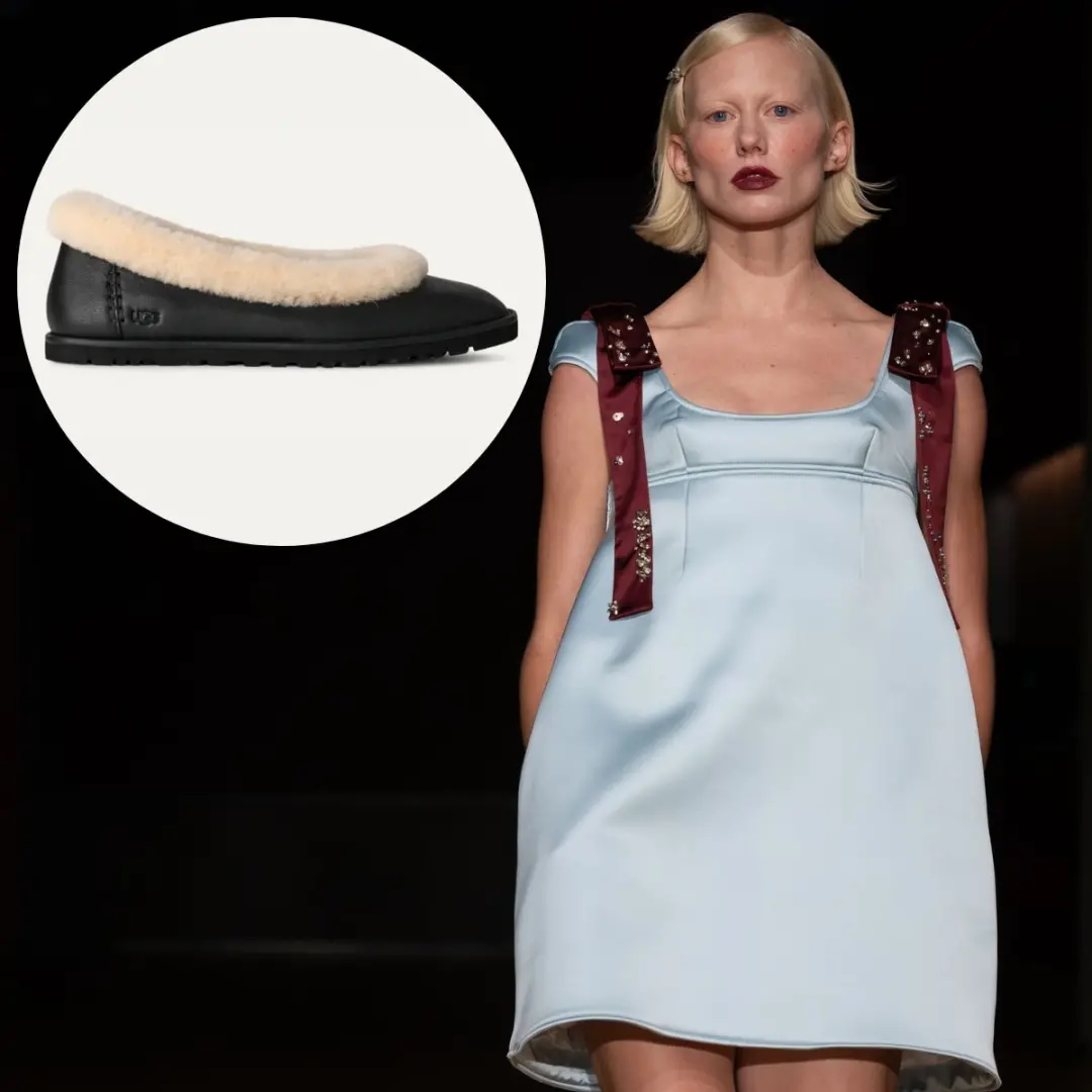 UGG Ballet Flats na Dauphinette SS27 da New York Fashion Week. É legal ver algo confortável virar moda, porque a gente …