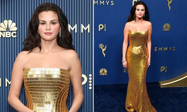 Selena Gomez apareceu em vestido dourado brilhante nos Emmy Awards 2026. Ela exibiu extensões novas, depois de vender u…