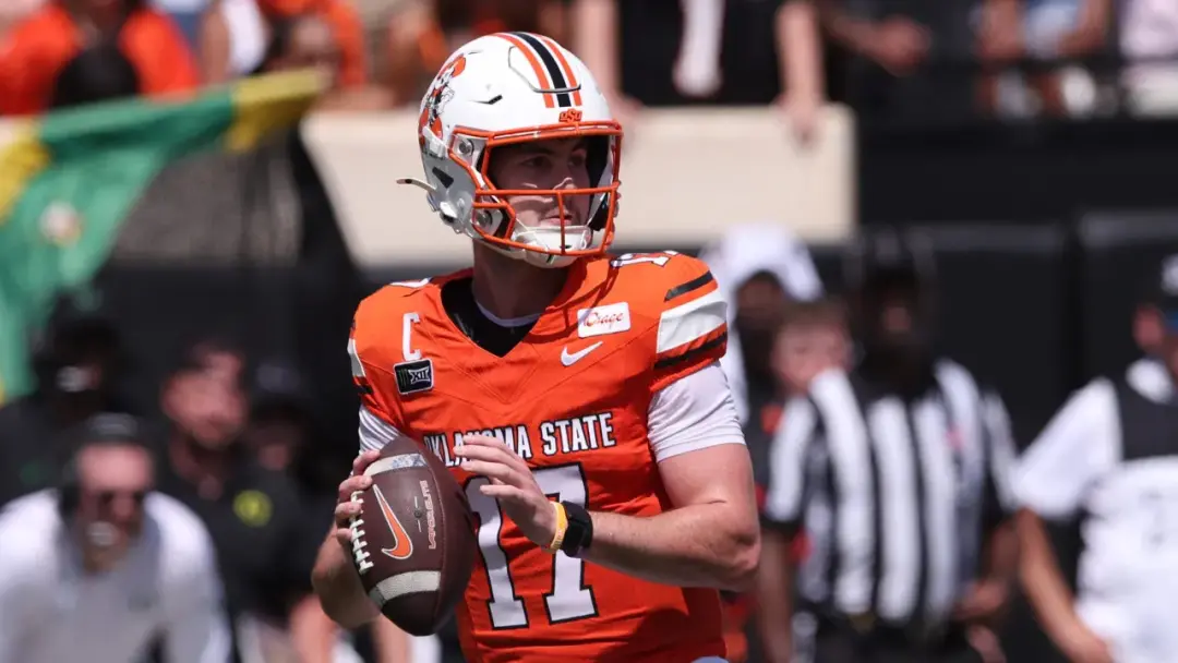 Drew Mestemaker marcou recorde na Oklahoma State com uma corrida de 75 jardas contra Oregon no jogo de sábado. É um sus…