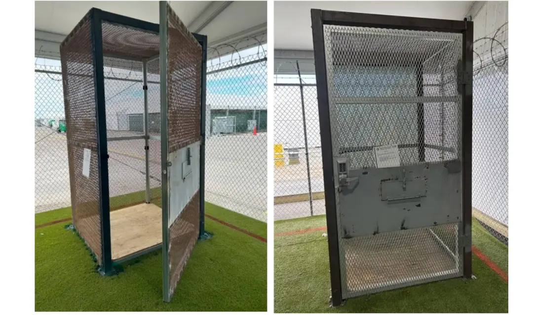 Decenas de imigrantes foram mantidos em jaulas metálicas em Alligator Alcatraz, por até duas horas, como forma de casti…