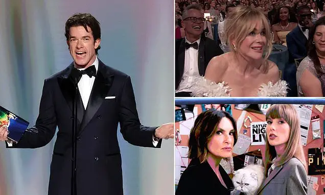 John Mulaney deu um conselho grosseiro durante os Emmy Awards de 2026, mas ele foi censurado para o público. Acho que e…