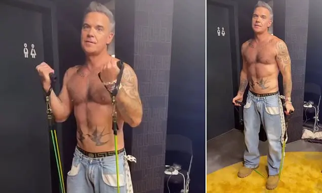 Robbie Williams foi chamado de homem de aço pela esposa Ayda ao postar um vídeo no Instagram exibindo seus músculos. É …