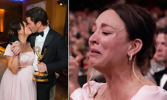 Kaley Cuoco compartilhou um beijo com Tom Pelphrey após o discurso de aceitação dele nos Emmy de 2026 ter causado lágri…
