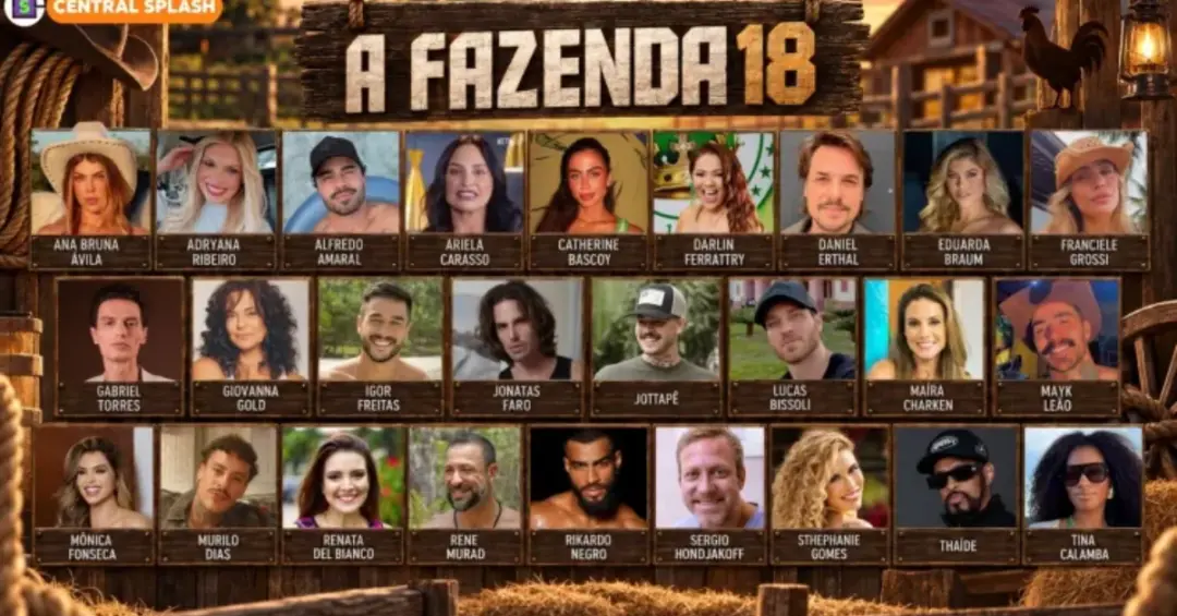 22 peões confirmados pra A Fazenda 18, a sede tá em Itapecerica da Serra, Grande São Paulo. A presença de gente de vári…