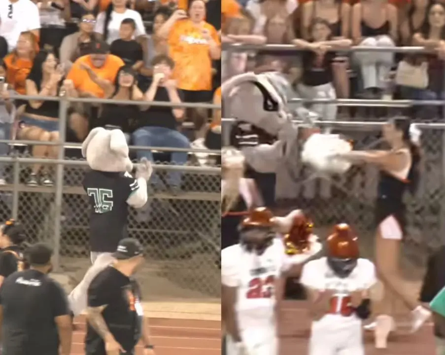Victor Valley High School foi suspenso por uma semana porque jogadores e o mascote fizeram gestos obscenos na comemoraç…