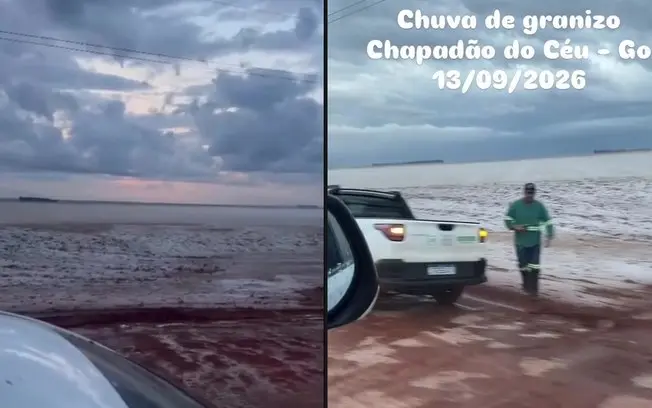 Granizo cobriu uma área em Chapadão do Céu com 18 milímetros de precipitação em vinte minutos. Fenômeno restrito, mas m…