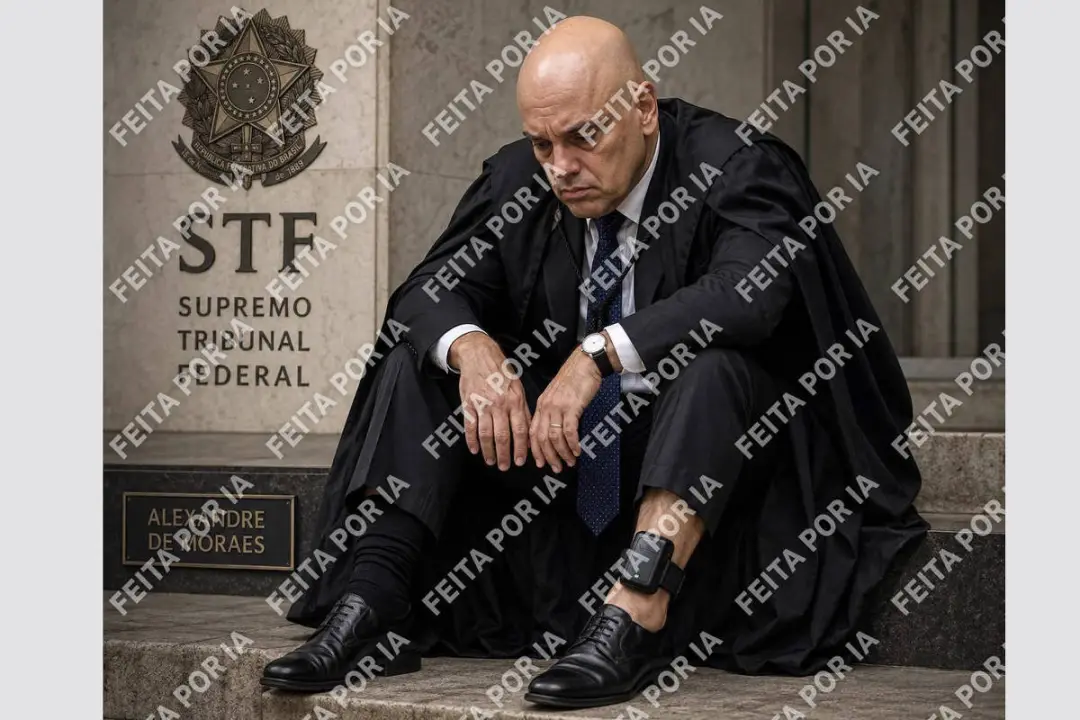 Jason Miller publicou imagens de Moraes com tornozeleira eletrônica, ligando isso a uma possível prisão no STF. Parece …