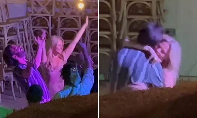 Emily Atack assumiu o microfone e beijou o marido Alistair Garner na celebração do casamento espanhol. Isso mostra que …