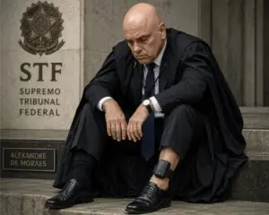 Ministro Alexandre de Moraes com tornozeleira eletrônica, foto publicada por aliado de Trump. O fato de ter uma imagem …