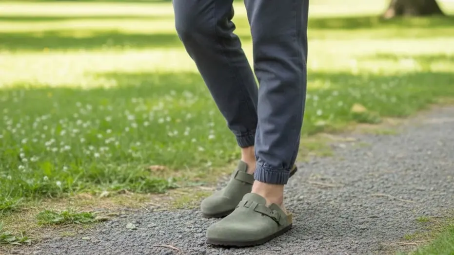 Clogs de camurça estão com 33% de desconto, saindo por 60 dólares no Amazon. O conforto do solado de cortiça é bom, mas…
