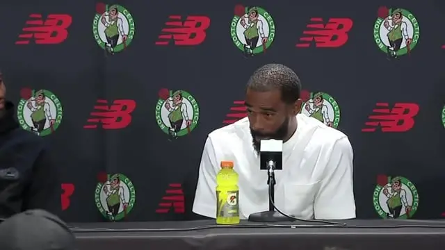 Mike Conley fez uma piada sobre Joe Mazzulla ser louco. Mazzulla olhou e Conley mudou a fala várias vezes pra dizer que…