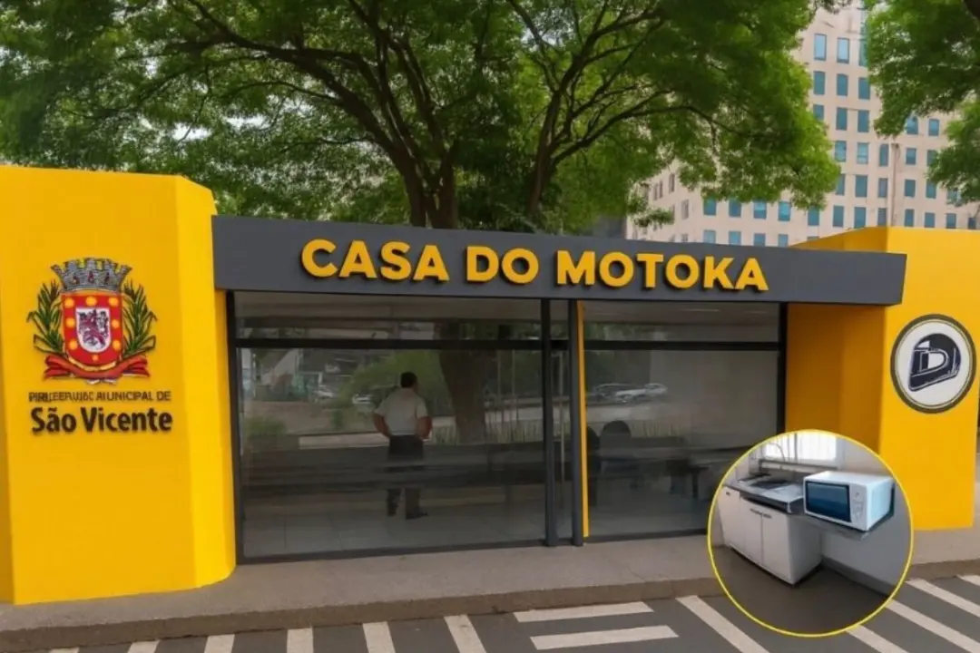 São Vicente vai ter a Casa do Motoka, um ponto com cozinha e banheiros pra mototaxistas de app, até 2027. É um avanço p…