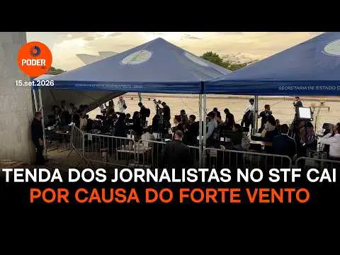 A tenda dos jornalistas no STF caiu com ventania em Brasília na tarde de terça. O espaço, montado para atender a demand…