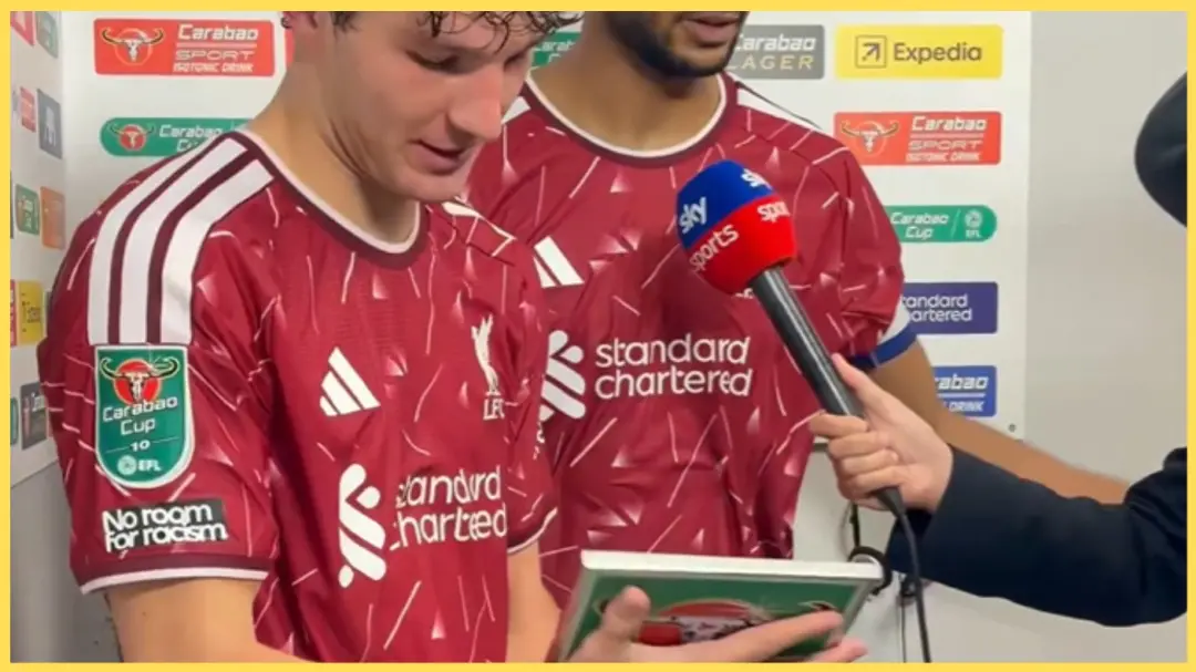 Lewis Koumas ganhou o prêmio de Jogador da Partida no jogo do Liverpool contra o Tottenham, na Carabao Cup. A humildade…