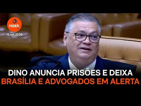 Ministro Flávio Dino declarou ter atrasado em sessão por decretar prisões, durante julgamento no STF. Isso mostra a pre…