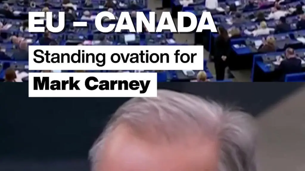 Parlamento Europeu recebeu uma ovação de pé ao Primeiro Ministro do Canadá, quando Ursula von der Leyen falou sobre o C…