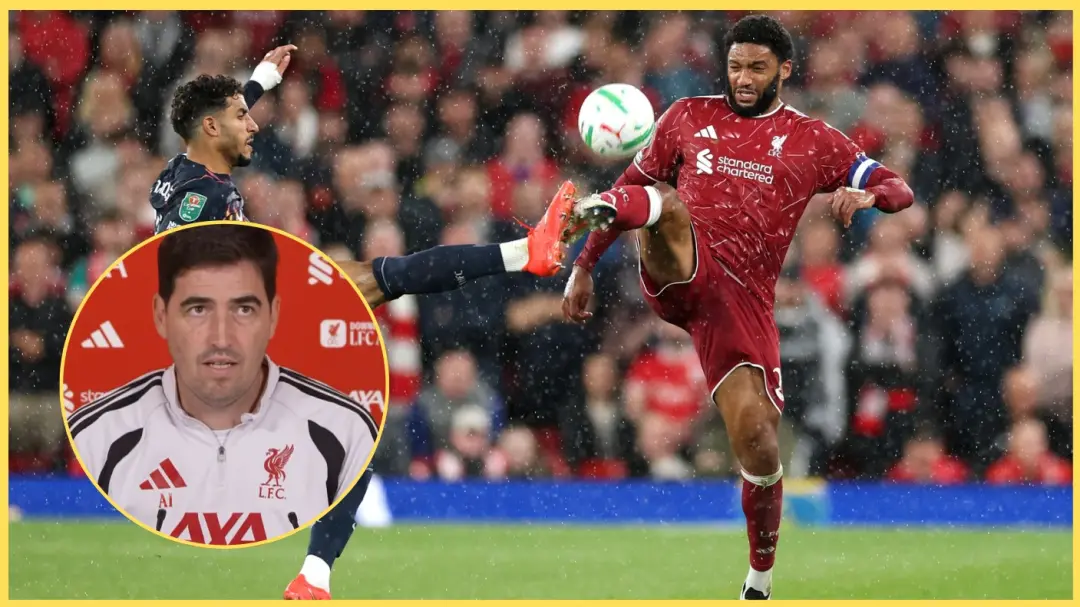 Joe Gomez saiu no intervalo da vitória do Liverpool contra o Tottenham, aos 45 minutos, e o técnico Iraola explicou que…