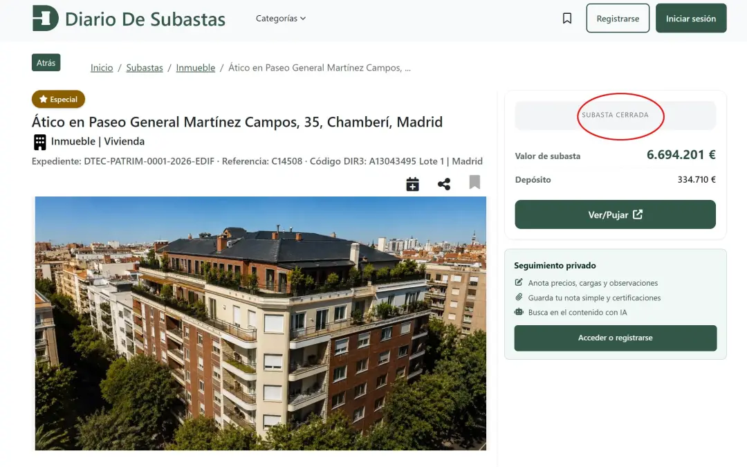 Planifica Madrid atrasou a abertura das propostas para compra do ático em Chamberí, mudando o dia e horário da sessão. …