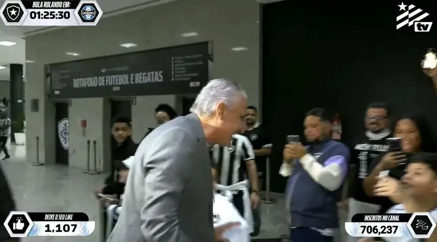 Nilton Santos recebeu Tite e Renato Gaúcho para assistir ao jogo entre Botafogo e Grêmio da 21ª rodada. É interessante …