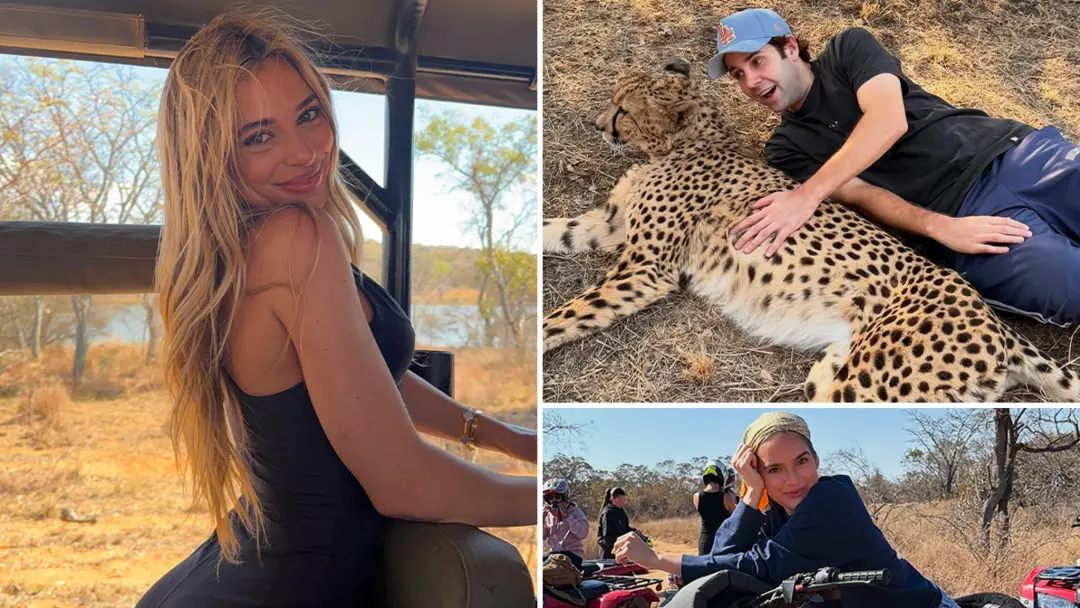 Georgia Hassarati, David Dobrik e turma em safari na África do Sul. As fotos com Natalie Noel e Zane Hijazi mostram um …