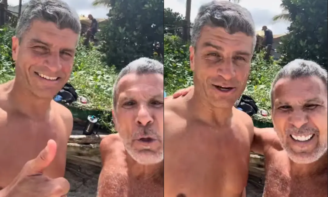 Pedro Emanuel e Eri Johnson jogaram futvôlei na Barra da Tijuca, no Rio de Janeiro. O momento de leveza mostra que mesm…