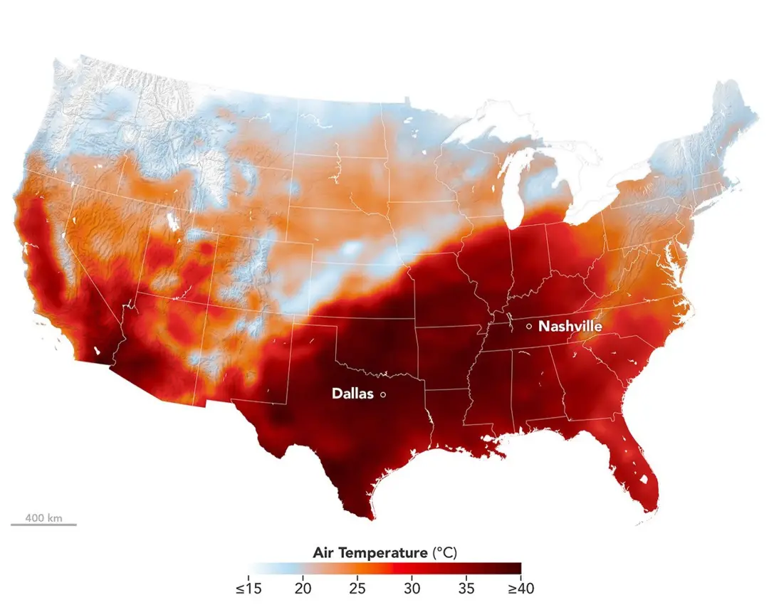 Meio de setembro de 2026, uma área de alta pressão causou calor recorde no sudeste dos EUA. O domo de calor fez as temp…