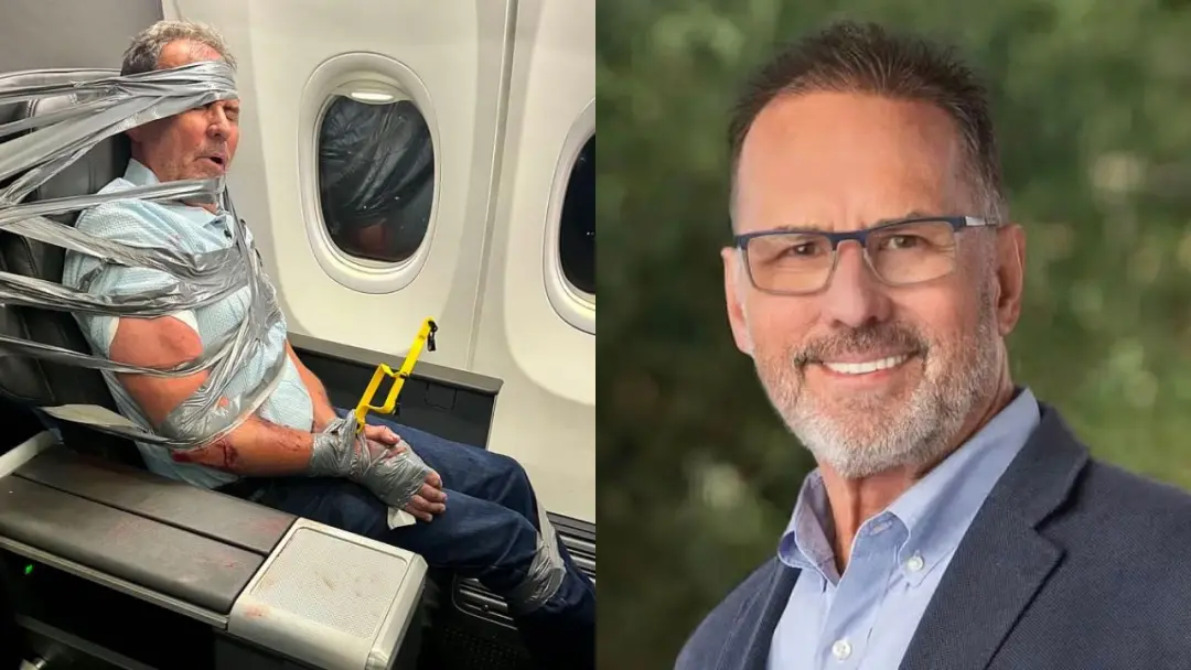 Layne Lundeen, 67 anos, disse que nao se lembra do que aconteceu enquanto estava amarrado com fita em um voo da America…