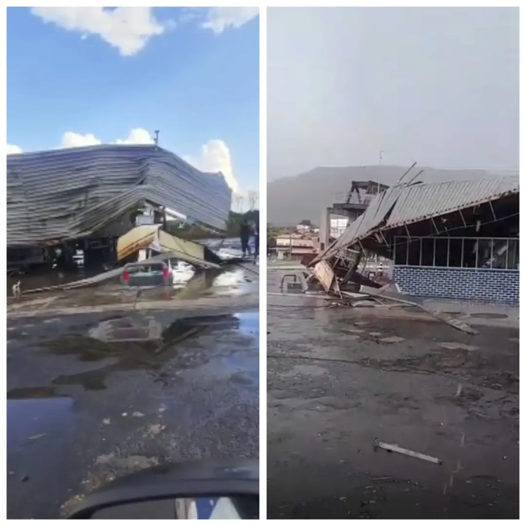 Temporal com granizo e ventos fortes causou estragos em Buenópolis, com destelhamento de casas e um posto de combustíve…