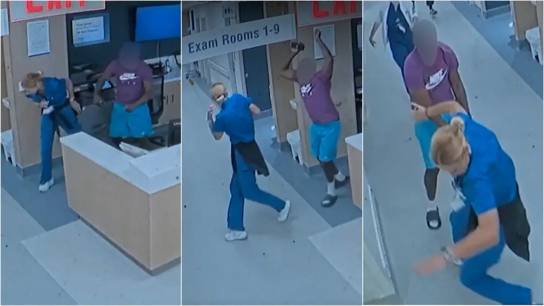 Em Miami, um paciente atacou uma enfermeira no pronto-socorro do Jackson Memorial Hospital, causando ferimentos na cabe…