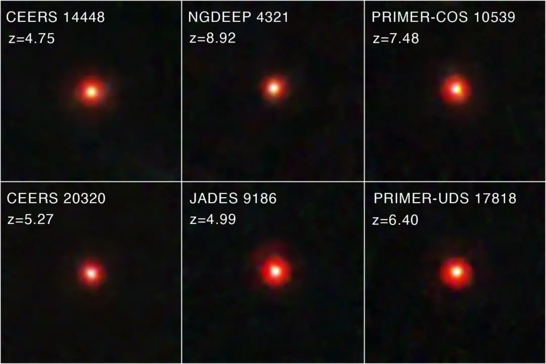 Pequenos pontos vermelhos viram quasares e buracos negros supermassivos no universo inicial. A simulação mostra que bur…