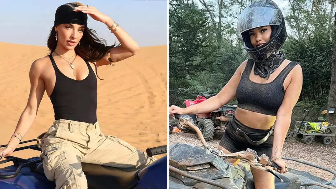 Casey Boonstra e Maurissa Gunn andando em ATVs, nessa disputa de quem dirige. Eu prefiro quem dirige, porque traz mais …