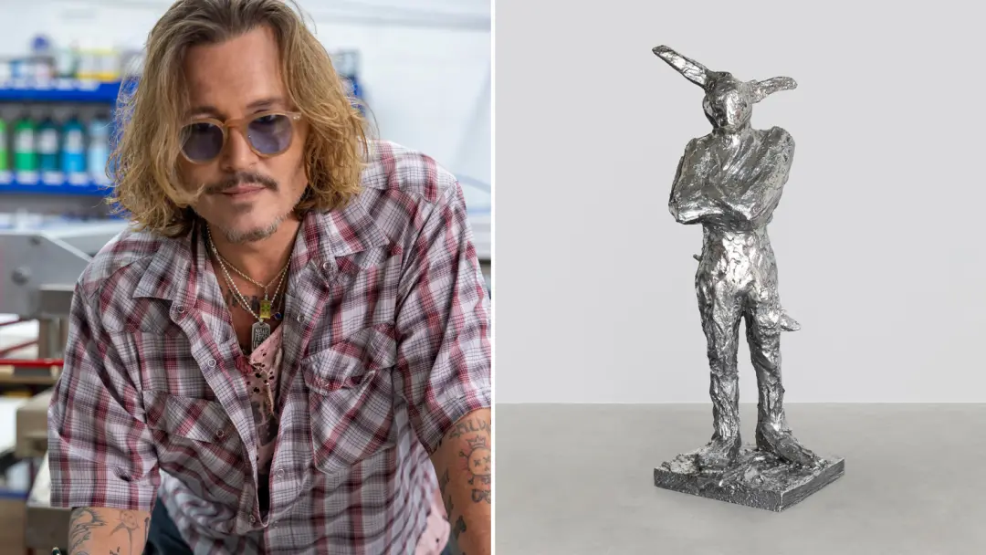 A escultura de bronze branco do Johnny Depp, chamada Bunnyman, será revelada na feira de arte Contemporary Istanbul em …