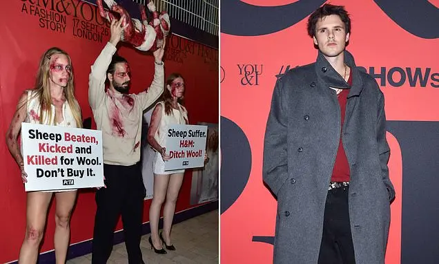 H&M no desfile de Londres teve a passarela invadida por protestos do PETA, com estrelas tipo Cruz Beckham presentes no …