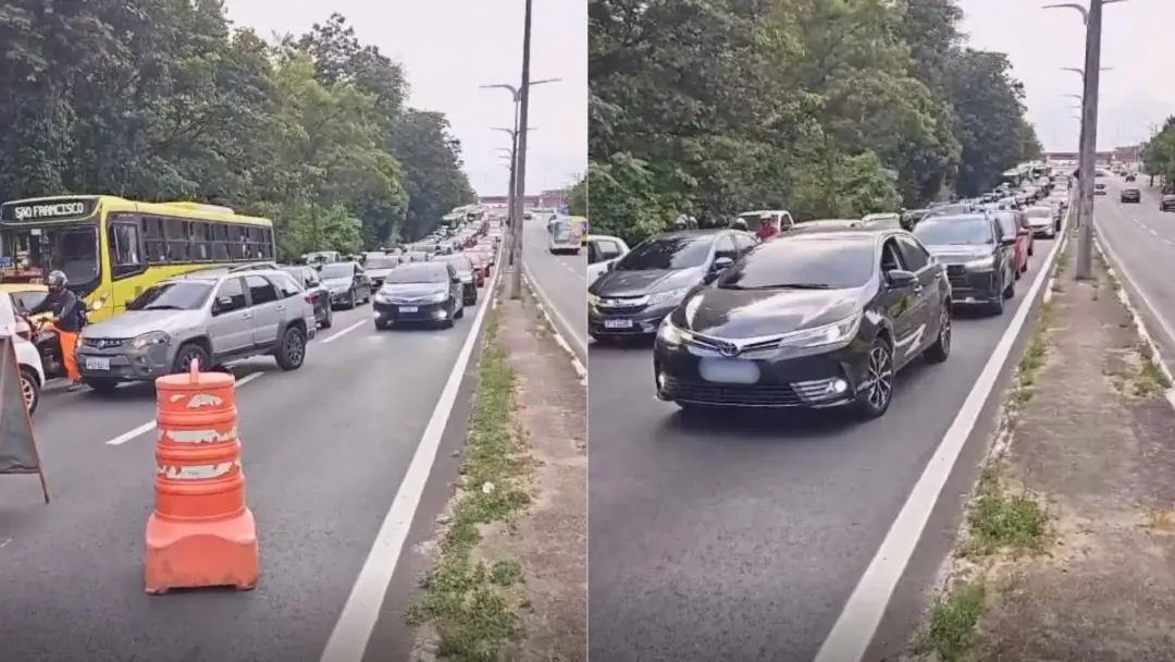 A obra da Caema na Avenida Jerônimo de Albuquerque, em São Luís, tá causando lentidão na manhã de sexta. Uma faixa libe…