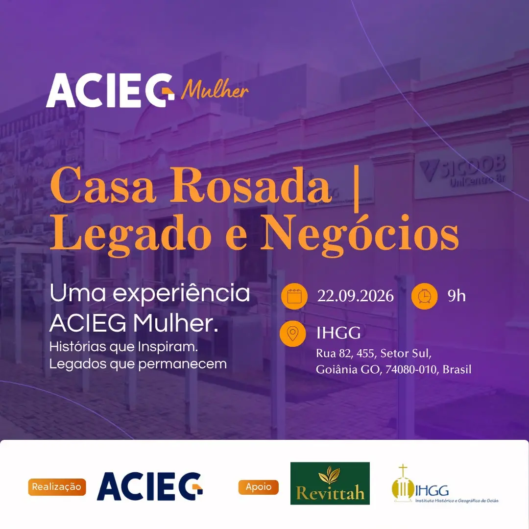 Casa Rosada Legado e Negócios rola na terça, dia 22, às 9h, no Instituto Histórico e Geográfico de Goiás. A troca de ex…