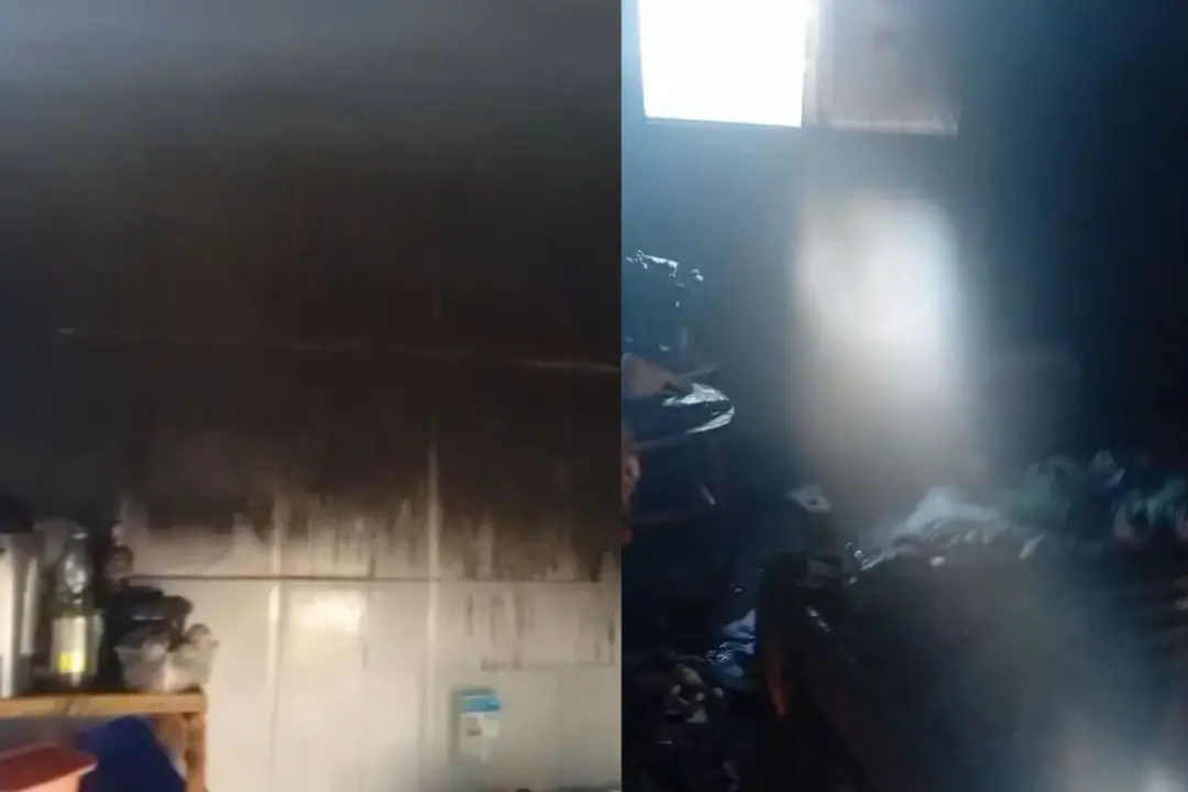 Jardim Los Angeles, Campo Grande, casa destruída por incêndio na manhã de sexta. O fogo consumiu o interior, e a políci…