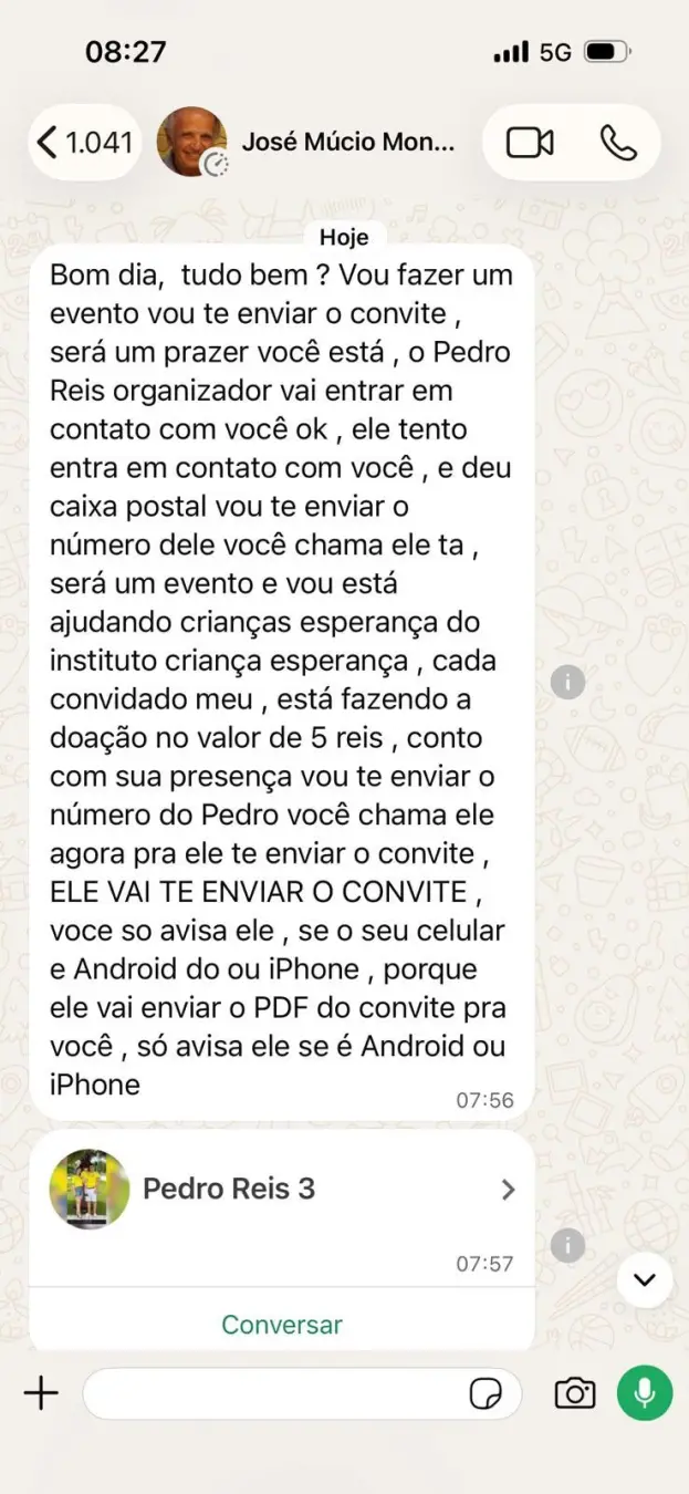 José Múcio Monteiro teve o número clonado e golpistas passaram a pedir doações de cinco reais a contatos. Isso mostra c…