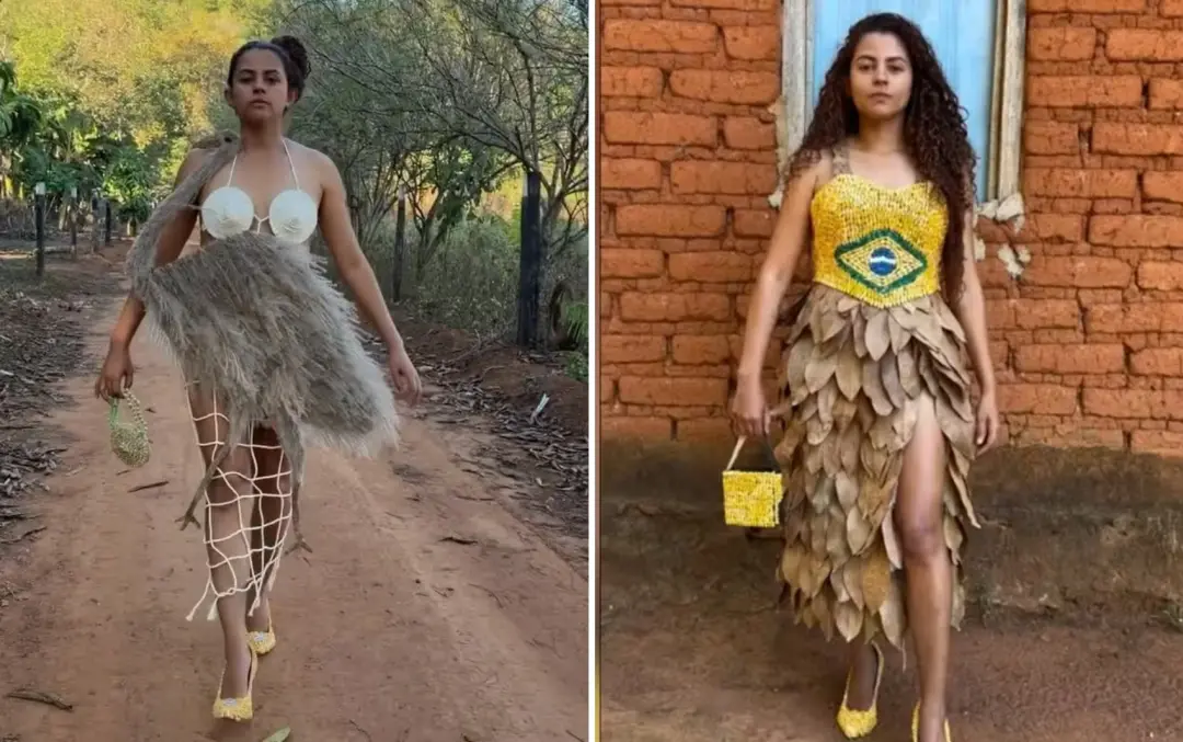 Influenciadora do Tocantins, Alessandra Araújo, faz a Fashion Week Rural na fazenda, usando materiais simples pra recri…