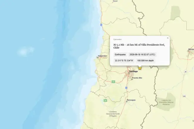 Terremoto de magnitude 4,8 atingiu a região central do Chile na tarde de sexta, com epicentro perto de Farellones. Um t…