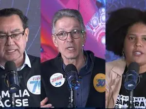 Cury e Zema elogiaram um ao outro, enquanto confrontaram Samara em um debate esvaziado. É irônico ver tanta troca de pa…
