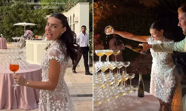 Francesca Allen começou seu fim de semana de casamento com coquetéis de boas vindas luxuosos com vista para a Riviera F…