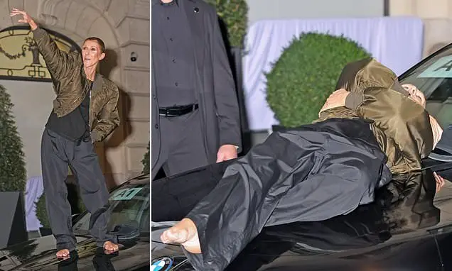 Celine Dion, 58 anos, dançou e cantou descalça em um carro antes de deitar no capô do hotel em Paris. Esse tipo de perf…