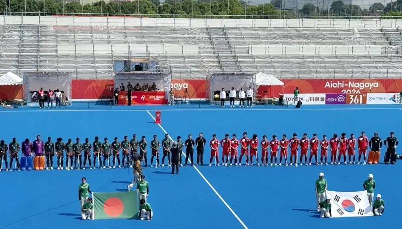 Hino da Coreia do Norte tocou antes da partida de hóquei da Coreia do Sul em Aichi-Nagoya 2026. O comitê deu desculpas …