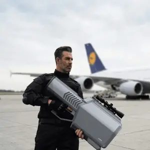 Sistemas antidrones operam para evitar acidentes em aeroportos. Parece que a tecnologia tá ficando mais robusta pra man…