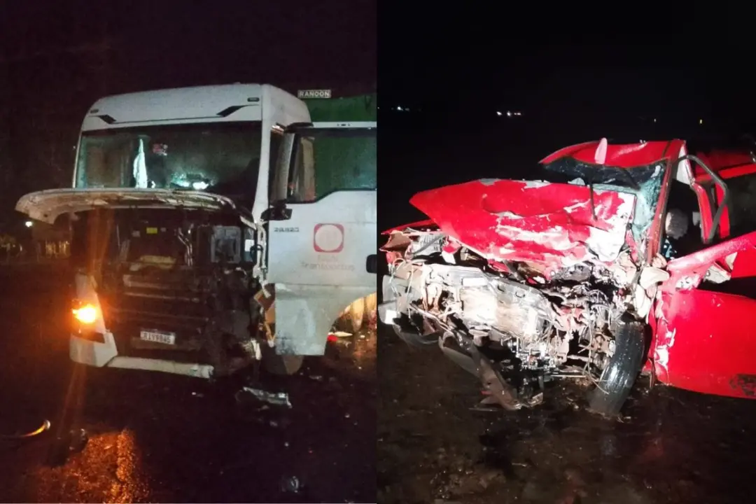 Três homens morreram em um acidente grave na BR-158, em Três Lagoas, depois que um carro bateu de frente com uma carret…