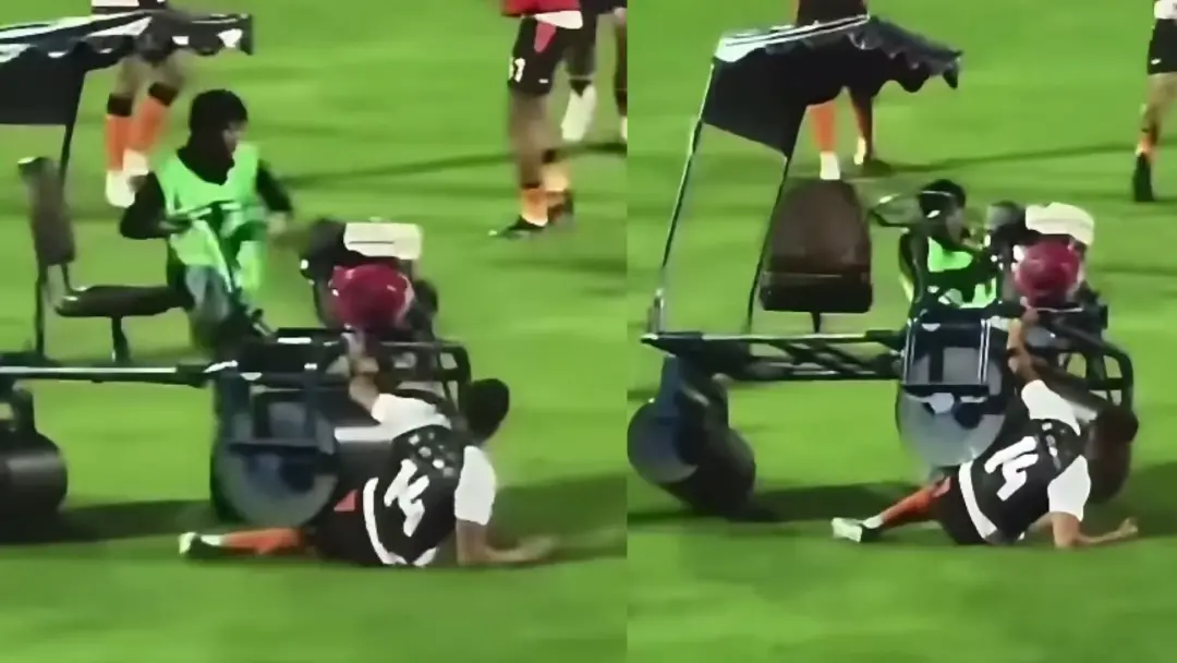 Andros Townsend foi atropelado por um rolo de gramado durante o aquecimento na Tailândia. Um susto feio, mas o cara se …